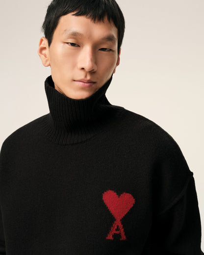 PULL NOIR COL CHEMINÉE EN LAINE AMI DE COEUR