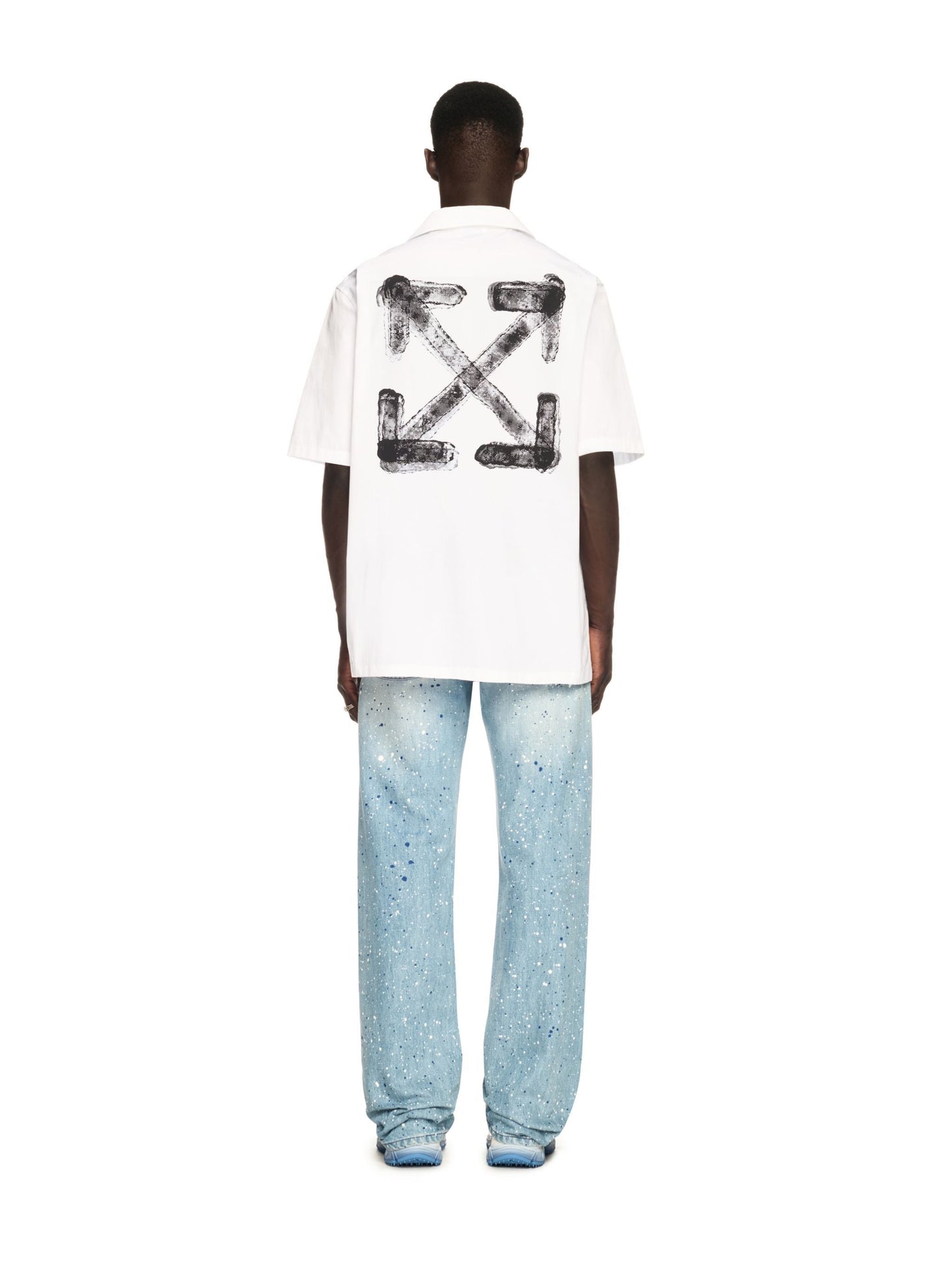 Off White Chemise bowling oversized logo effet spray coton