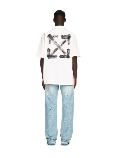 Off White Chemise bowling oversized logo effet spray coton