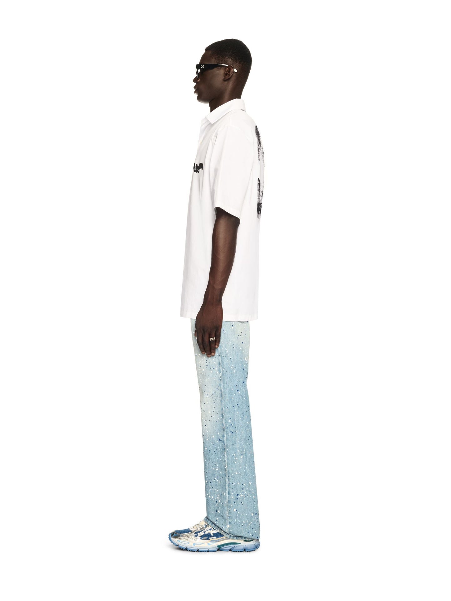 Off White Chemise bowling oversized logo effet spray coton