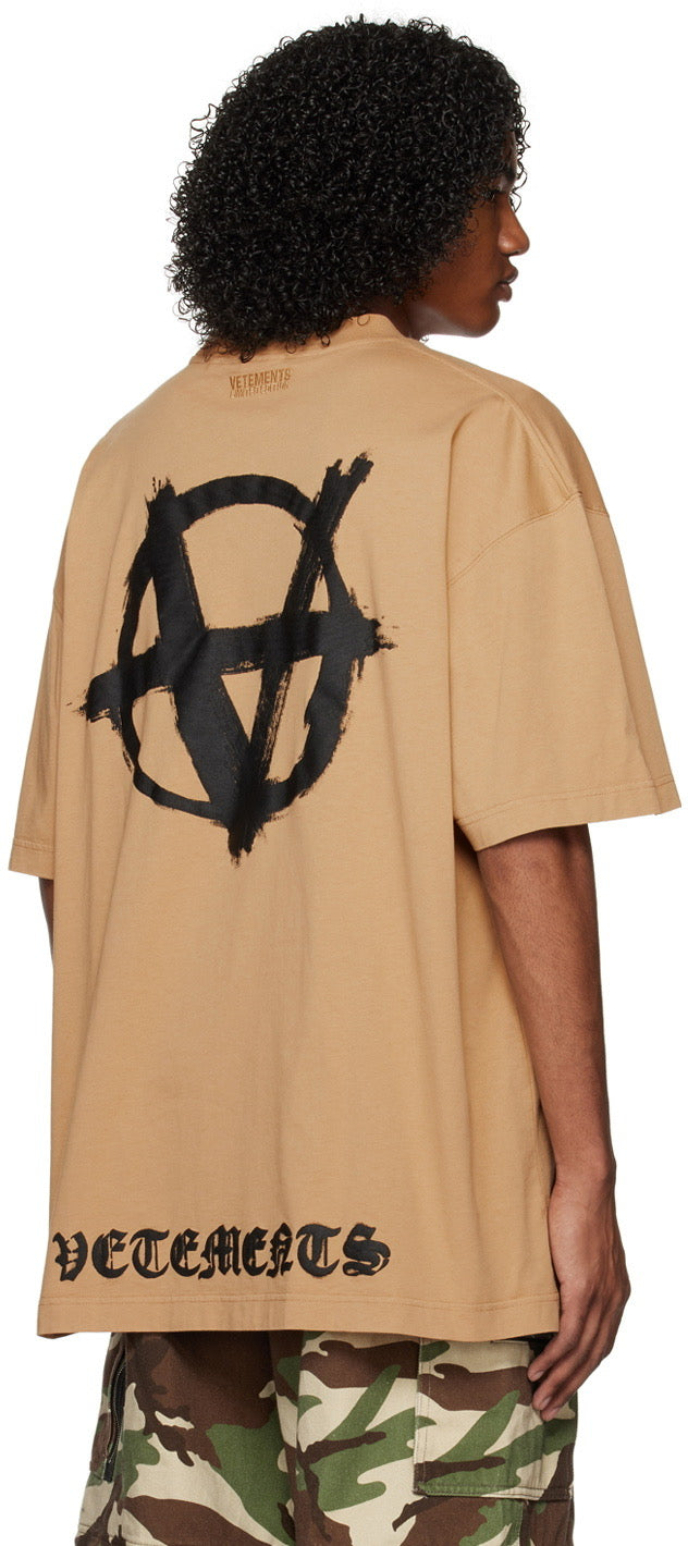 T-shirt beige Double Anarchy VETEMENTS