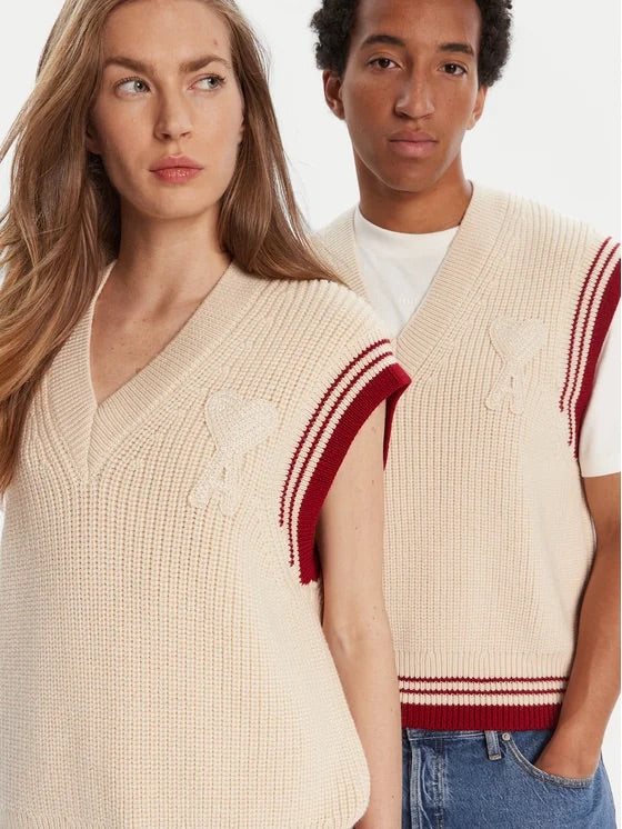 AMI PARIS PULL SANS MANCHES À COL EN V