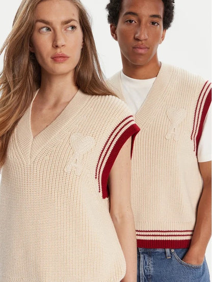 AMI PARIS PULL SANS MANCHES À COL EN V