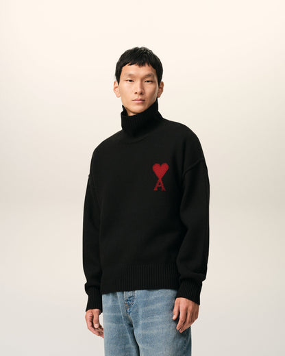 PULL NOIR COL CHEMINÉE EN LAINE AMI DE COEUR