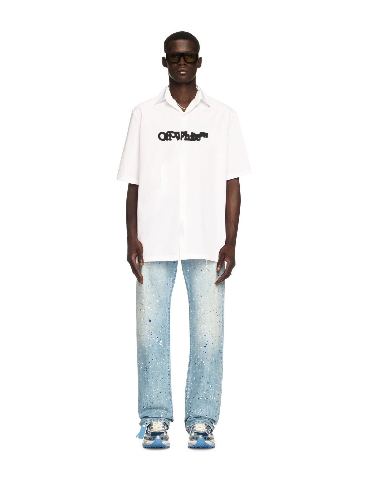 Off White Chemise bowling oversized logo effet spray coton