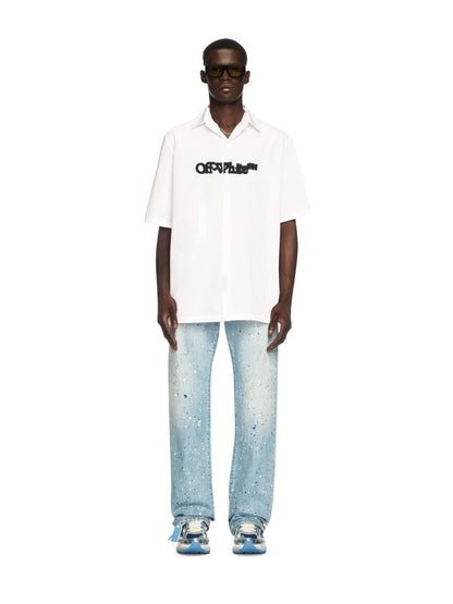 Off White Chemise bowling oversized logo effet spray coton