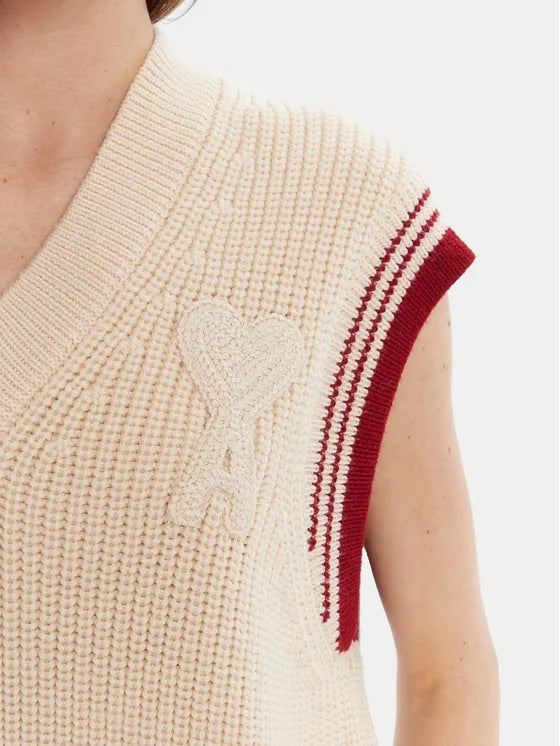AMI PARIS PULL SANS MANCHES À COL EN V