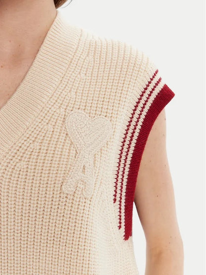 AMI PARIS PULL SANS MANCHES À COL EN V