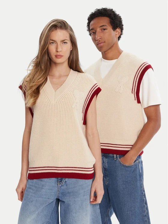 AMI PARIS PULL SANS MANCHES À COL EN V