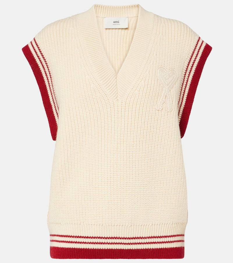 AMI PARIS PULL SANS MANCHES À COL EN V