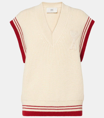 AMI PARIS PULL SANS MANCHES À COL EN V