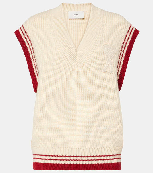 AMI PARIS PULL SANS MANCHES À COL EN V