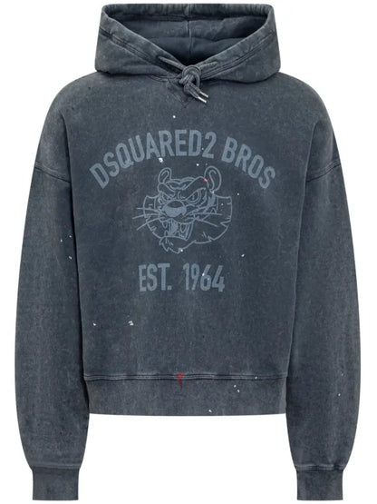 Dsquared2 Sweat à capuche oversize avec imprimé étiquette en bleu