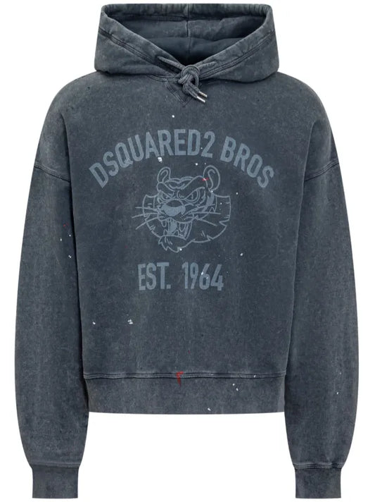 Dsquared2 Sweat à capuche oversize avec imprimé étiquette en bleu